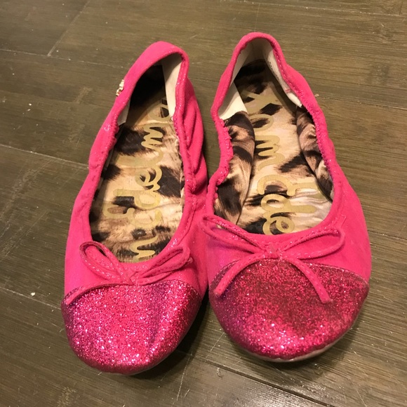 NWOT Sam Edelman Fuschia Glitter Ballet Flats Sz 3 - Picture 2 of 4